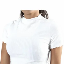 Emma S/S Highneck Top Jrs Beige
