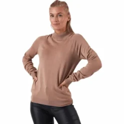 Esera Ls High Neck Knit Beige