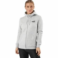 Ess Small Logo Full-zip Hoodie Light Gray Heather