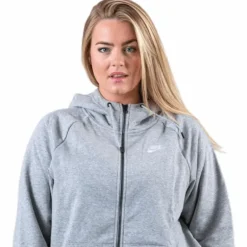 Essential Zip Hoodie Plus Grey
