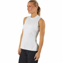 Essentials Heathered Mock-Neck Sleeveless Golf Polo Shirt White