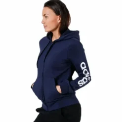 Essentials Linear Full Zip Hoodie Legend Ink / White