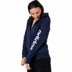 Essentials Linear Full Zip Hoodie Legend Ink / White