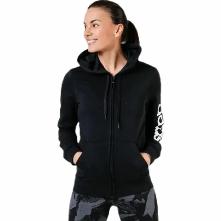 Essentials Linear Full Zip Hoodie Black / White