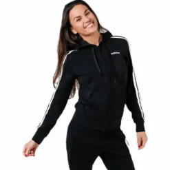 Essentials 3S Full Zip Hoodie Black / White