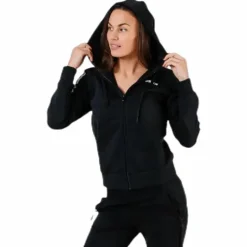 Essentials 3S Full Zip Hoodie Black / White