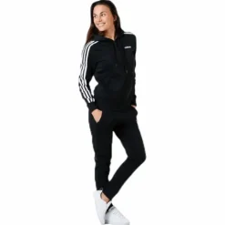 Essentials 3S Full Zip Hoodie Black / White