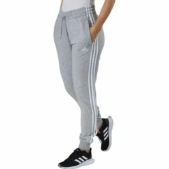 Essentials Slim Tapered Cuffed Pant Medium Grey Heather / White