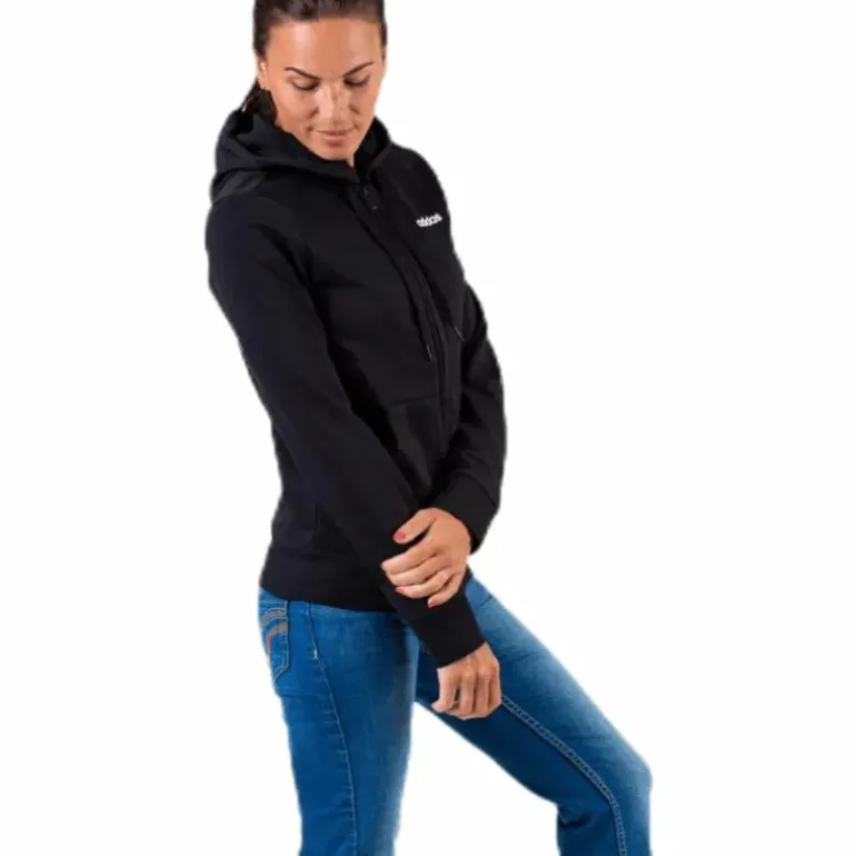 Essentials Solid Full Zip Hoodie Black / White