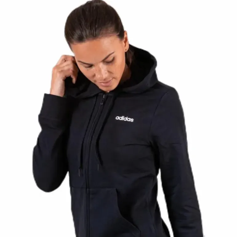 Essentials Solid Full Zip Hoodie Black / White