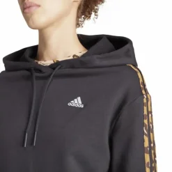 Essentials 3-Stripes Animal Print Relaxed Hoodie Black / Magic Beige