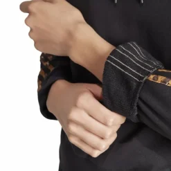 Essentials 3-Stripes Animal Print Relaxed Hoodie Black / Magic Beige