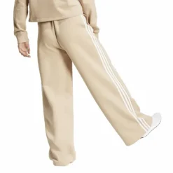 Essentials 3-Stripes Fleece Wide Joggers Beige