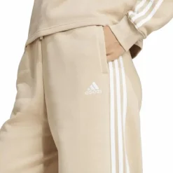 Essentials 3-Stripes Fleece Wide Joggers Beige