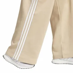 Essentials 3-Stripes Fleece Wide Joggers Beige