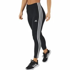 Essentials 3-Stripes High-Waisted Single Jersey Leggings Black / White