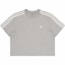 Essentials 3-Stripes Single Jersey Crop Top Medium Grey Heather