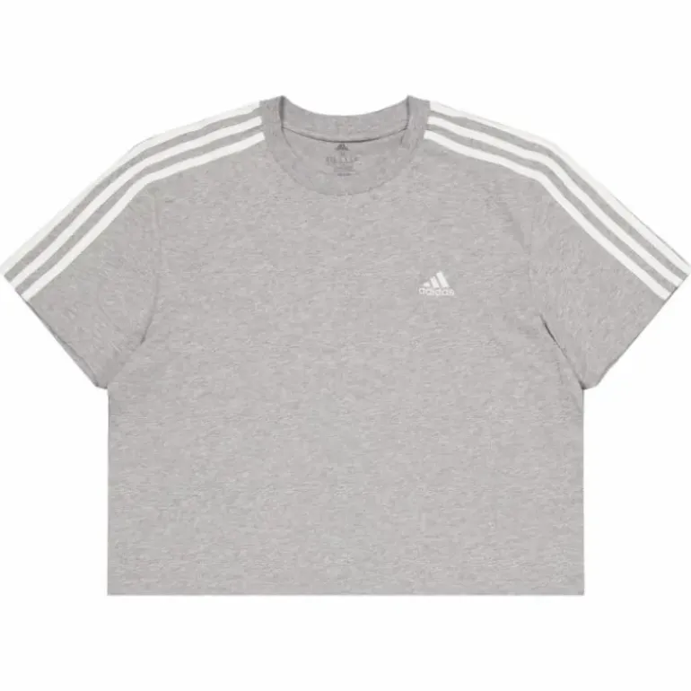 Essentials 3-Stripes Single Jersey Crop Top Medium Grey Heather