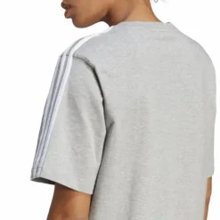 Essentials 3-Stripes Single Jersey Boyfriend Tee Dress Medium Grey Heather / White