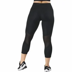 Fast Women's Mid-Rise Crop Running Leggings BLACK/REFLECTIVE SILV