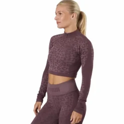 Formknit Seamless Cropped 1/4 Dusty Plum-leopard Print