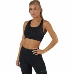 High Impact Front Zip Bra Black
