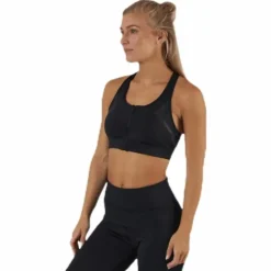 High Impact Front Zip Bra Black