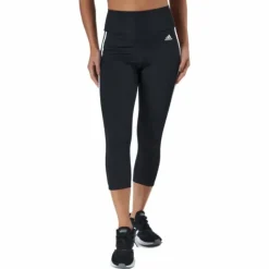 High Rise 3-Stripes 3/4 Sport Tights Black / White