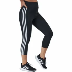 High Rise 3-Stripes 3/4 Sport Tights Black / White