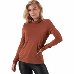 Kamala Ls Rollneck Top Brown