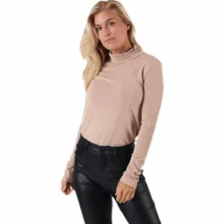 Kamala Ls Rollneck Top Beige