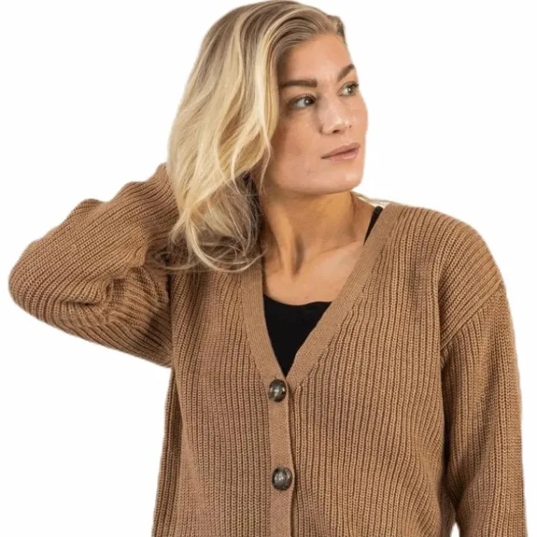 Karie Ls Knit Cardigan Beige
