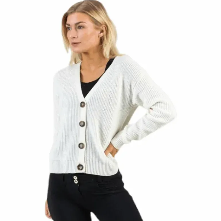 Karie Ls Knit Cardigan White