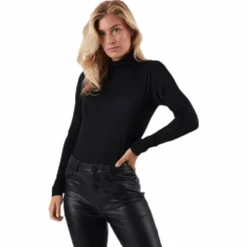 Lela Life L/S Rollneck Top Jrs Black