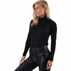 Lela Life L/S Rollneck Top Jrs Black