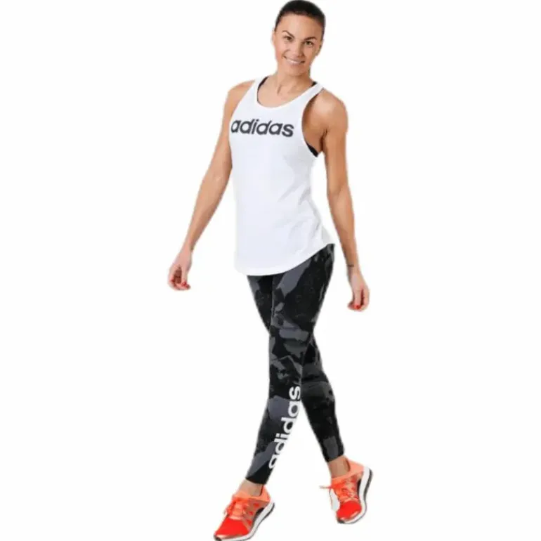 Linear Loose Tank White/Black