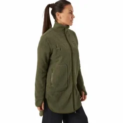 Long Pile Zip Sweat Dark Army