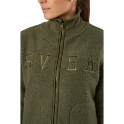 Long Pile Zip Sweat Dark Army