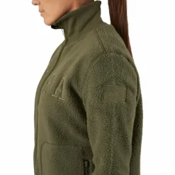 Long Pile Zip Sweat Dark Army