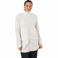 Long Pile Zip Sweat Off White