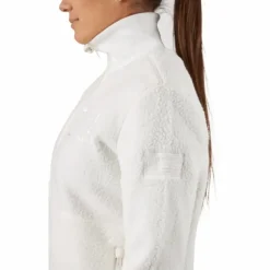 Long Pile Zip Sweat Off White