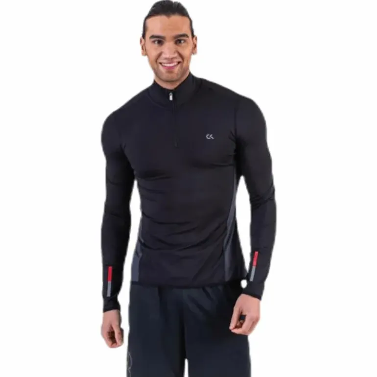Long Sleeve 1/2 Zip Top Black