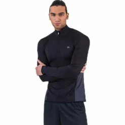 Long Sleeve 1/2 Zip Top Black