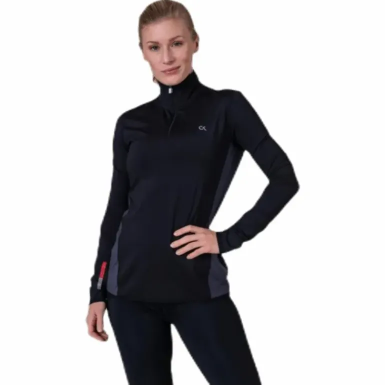 Long Sleeve 1/2 Zip Top Black