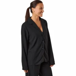 L/s V-neck (button Down) Black