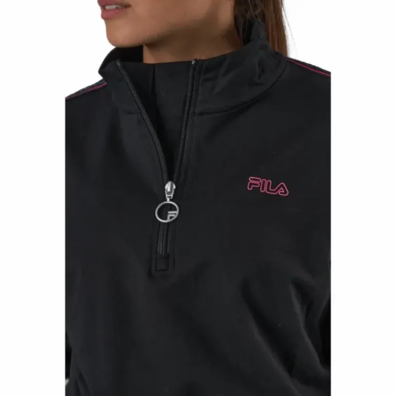 Maribel Cropped Half Zip Shirt Black