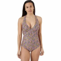 Maui Tied Back Swimsuit Black Black Printed