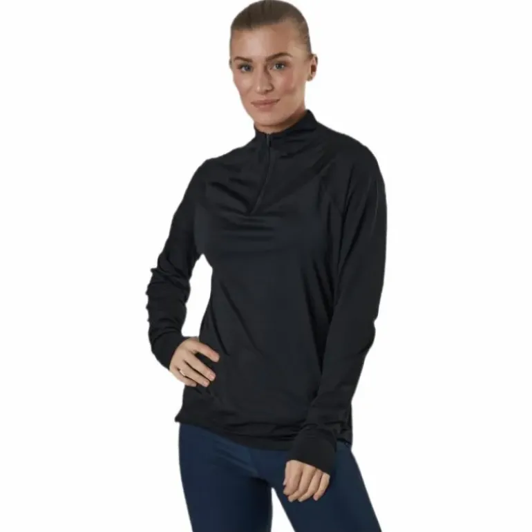 Mesh 1/4 Zip Black