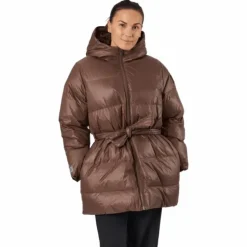 Mid Length Beltet Coat Dark Bark