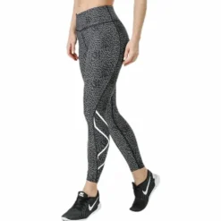 Mid-Rise Compression Print Tights W White/Black